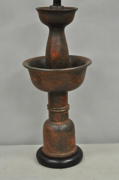Vintage Mid Century Modern Red Ceramic 2 Tier Table Lamp attr. Bitossi Italy