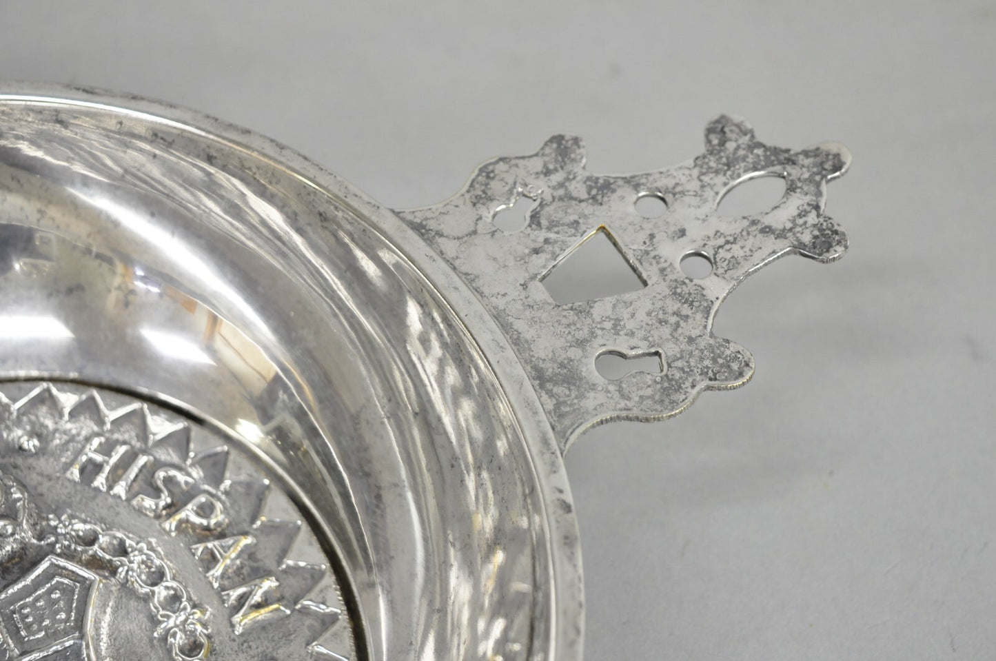 Vintage Spanish Renaissance Silver Plated Coat of Arms Communion Cup Bowl