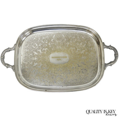 Vintage "President's Club 1961" Silver Plated Award Serving Platter Butlers Tray