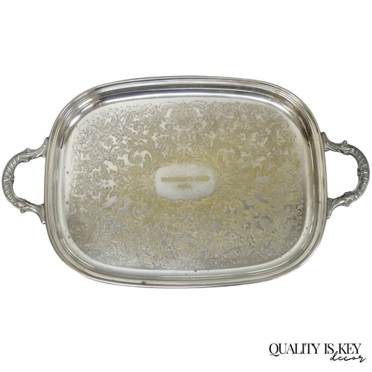 Vintage "President's Club 1961" Silver Plated Award Serving Platter Butlers Tray