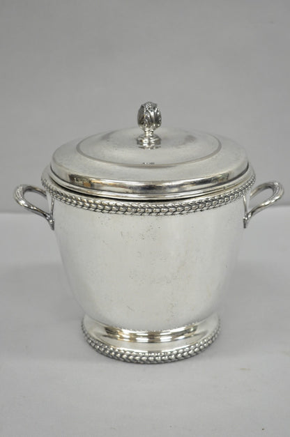 Vintage Art Deco Modern Silver Plated Lidded Bar Ice Bucket w/ "MMM" Monogram