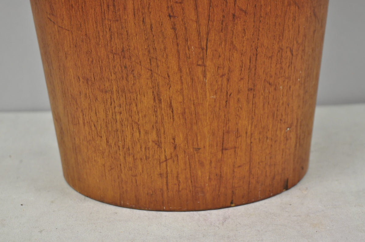 Vintage Mid Century Danish Modern Teak Wood Modernist Wastebasket Trash Can