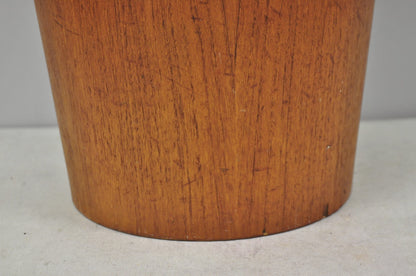 Vintage Mid Century Danish Modern Teak Wood Modernist Wastebasket Trash Can