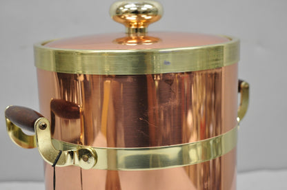 Vintage Kraftware NYC Mid Century Modern Copper And Brass Covered Bar Ice Bucket