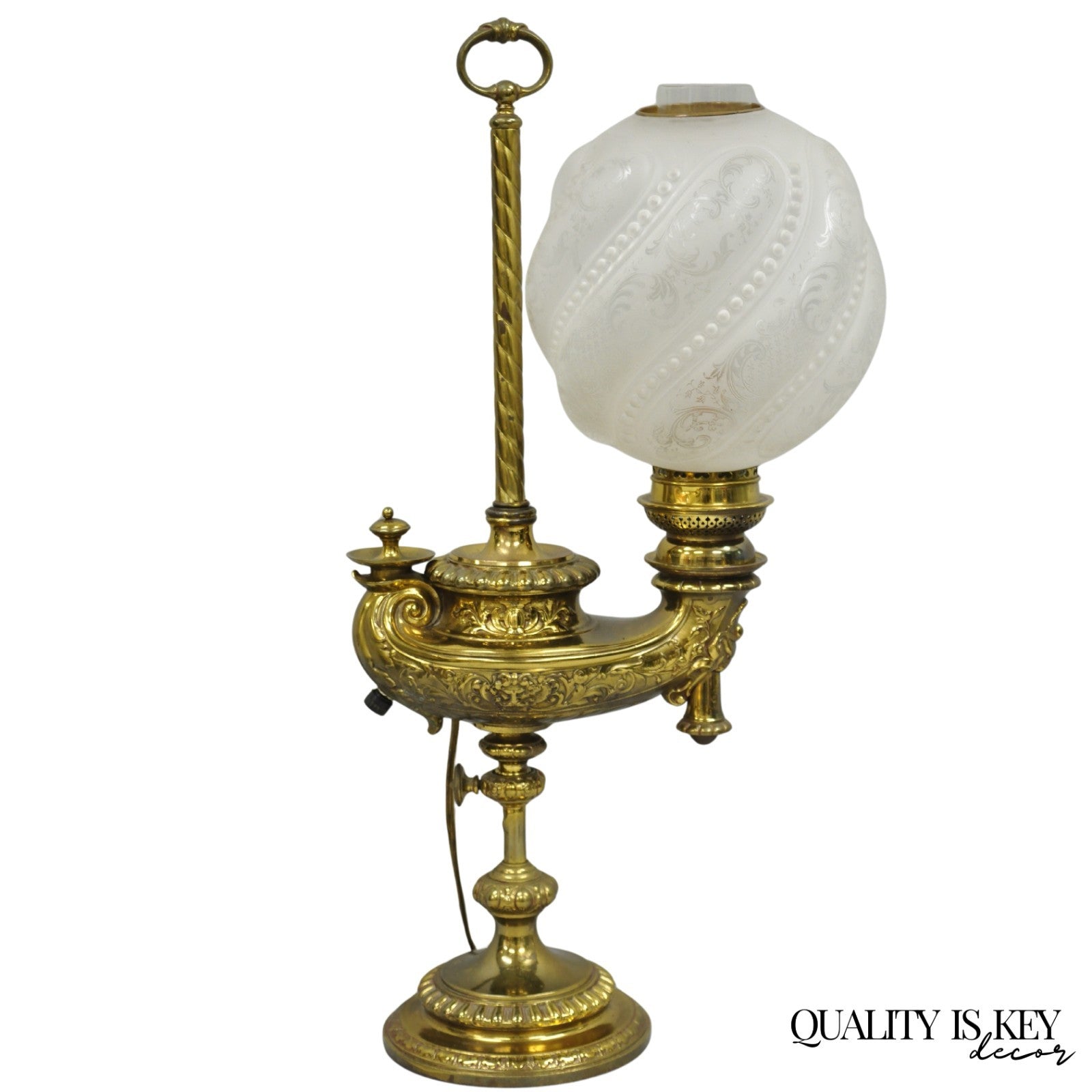 Antique French Renaissance Bronze Gone With The Wind Genie Lantern Student Lamp