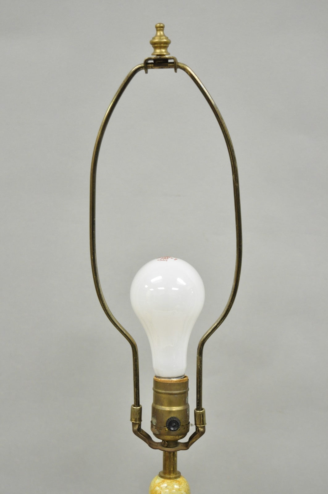 Vintage Hollywood Regency Faux Marble Orange Lacquered Wood Artichoke Table Lamp
