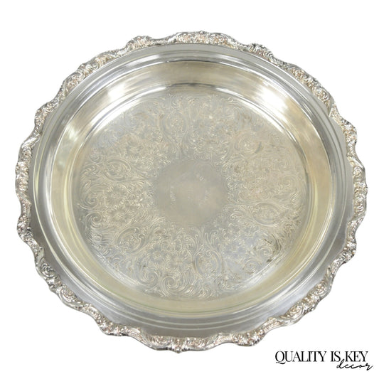 Old English by Poole 5017 Round 12" Silver Plated Platter Dish w/ Glass Insert