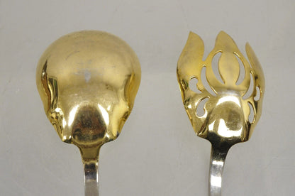 Vintage Italian Baroque Style EPNS Silver & Gold Plated Serving Spoon & Fork Set