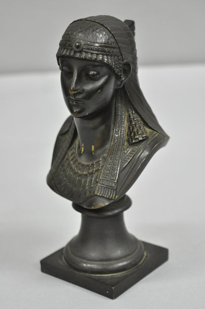 Antique Egyptian Revival Small 7" Bronze Grand Tour Bust of a Pharaoh