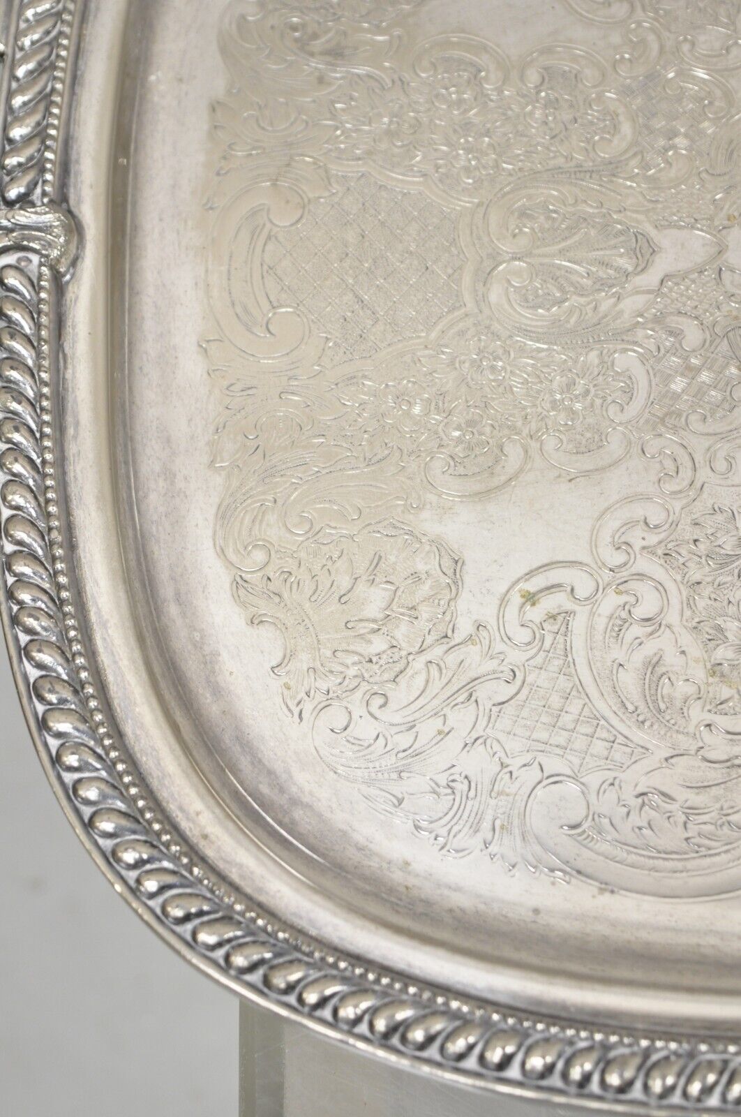 Vintage Silver Plated Victorian Style Regency Heavy Twin Handle Platter Tray
