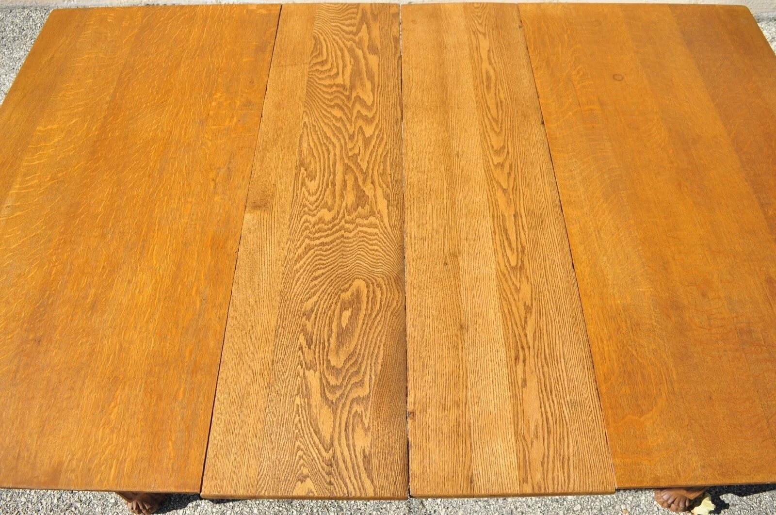 Antique Victorian Quarter Sawn Golden Oak 48" Square Dining Table with 2 Leaves