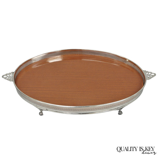 Vintage Eales 1779 Silver Plated Georgian Oval Formica Footed Bar Platter Tray