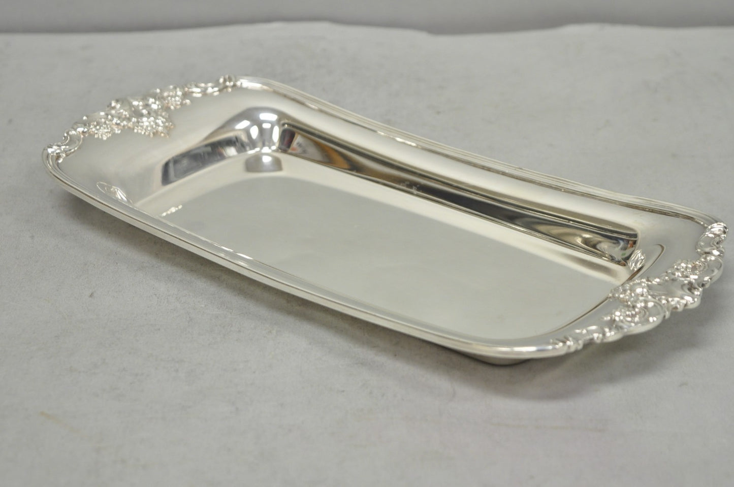 Vintage Baroque by Wallace 210 Silver Plated Narrow Trinket Dish Serving Tray