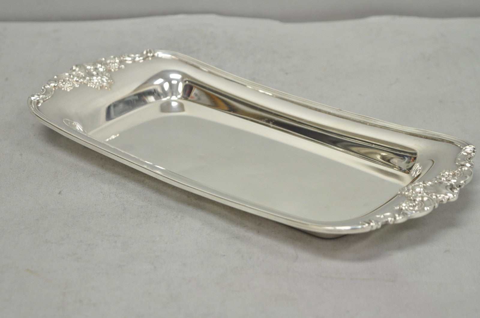 Vintage Baroque by Wallace 210 Silver Plated Narrow Trinket Dish Serving Tray