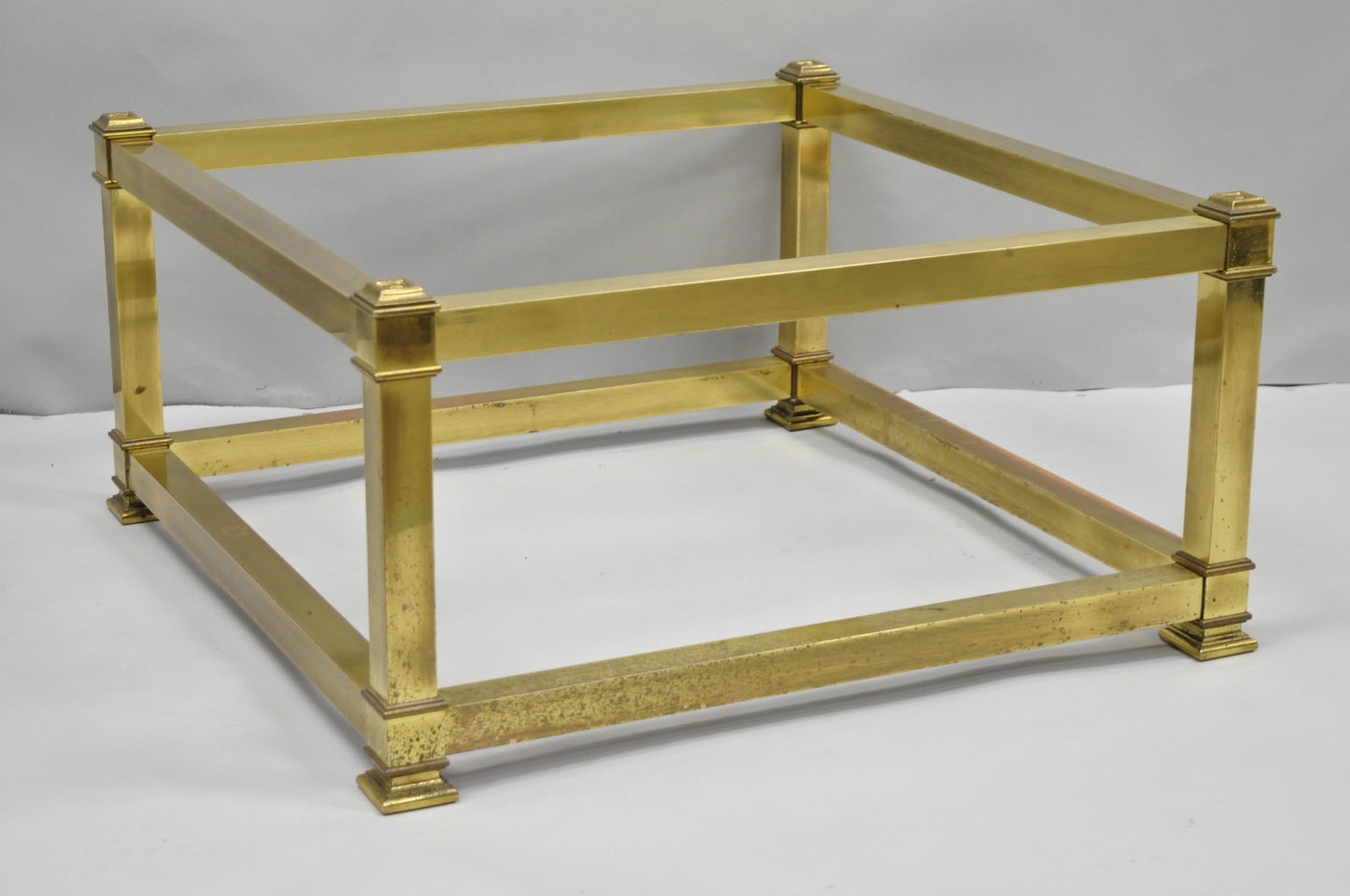 Vintage Mastercraft Hollywood Regency Square Brass Coffee Table Base Only