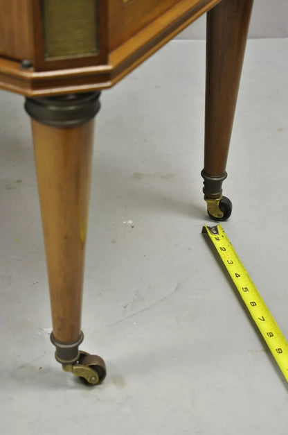 French Neoclassical Regency Mahogany & Bronze Bar Server Cabinet Tables - Pair