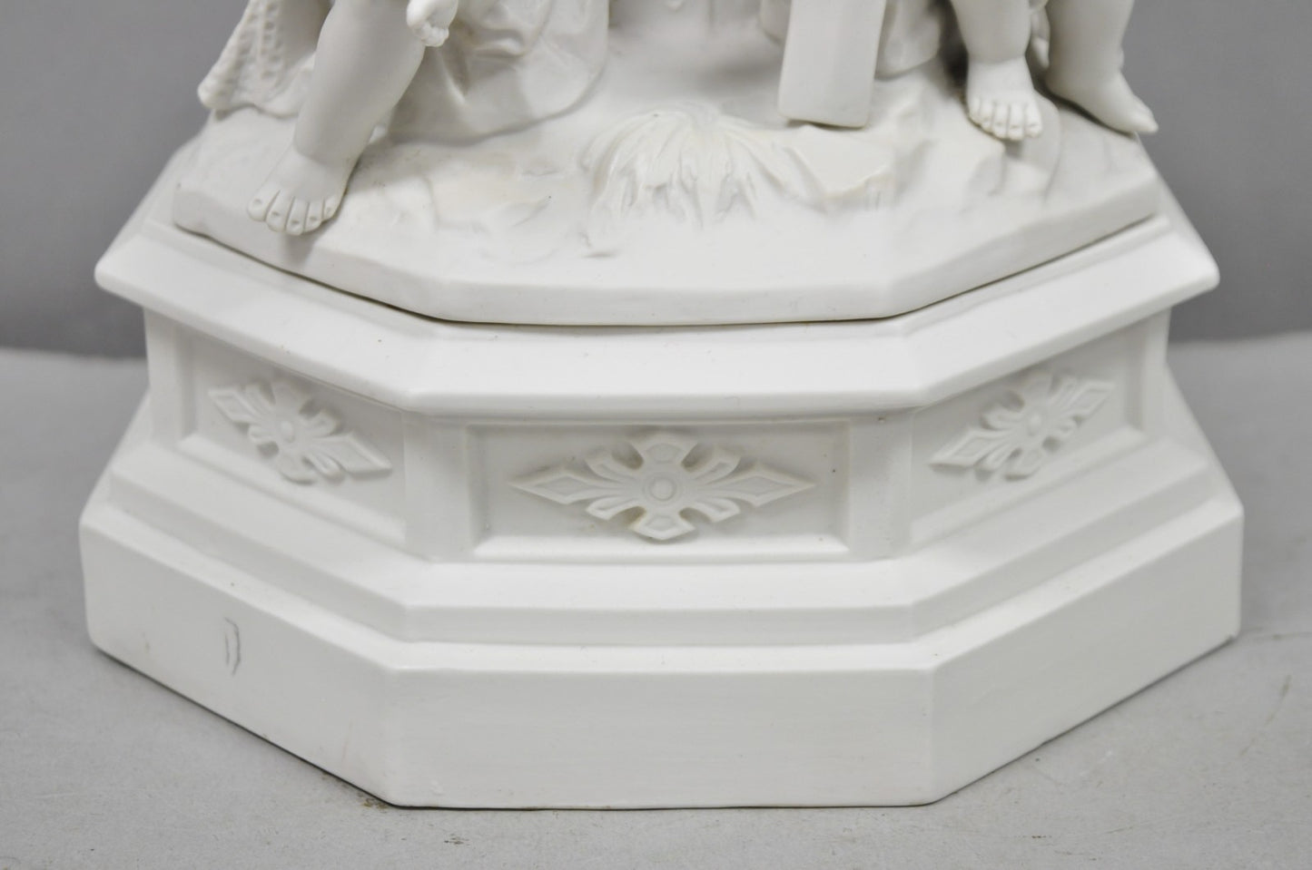 Vintage French Bisque White Porcelain Maritime Figural Cherubs Table Lamp