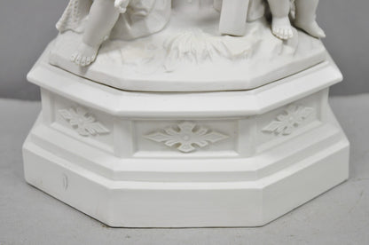 Vintage French Bisque White Porcelain Maritime Figural Cherubs Table Lamp