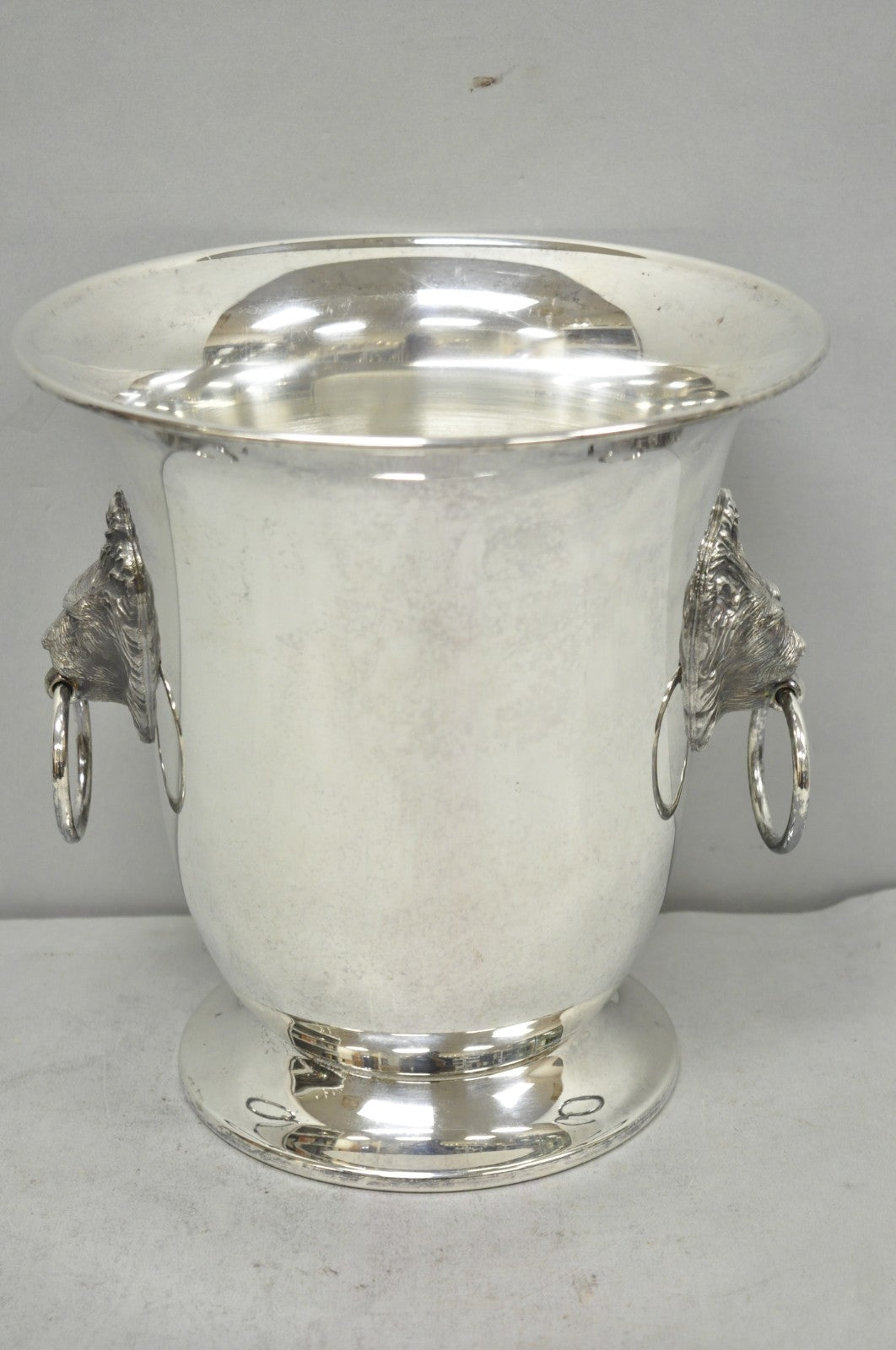 Vintage English Regency Silver Plated Lion Head Champagne Chiller Ice Bucket