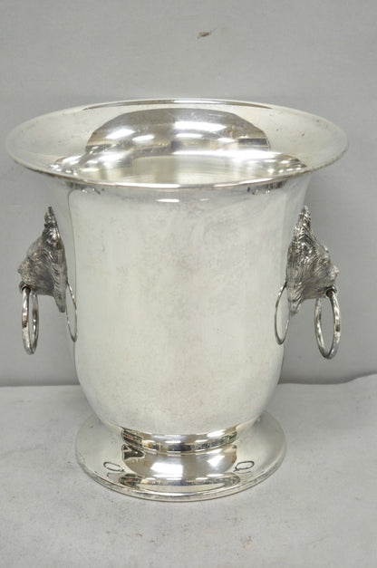 Vintage English Regency Silver Plated Lion Head Champagne Chiller Ice Bucket