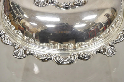 Vintage English Victorian Ornate Round Silver Plated Covered Serving Dish