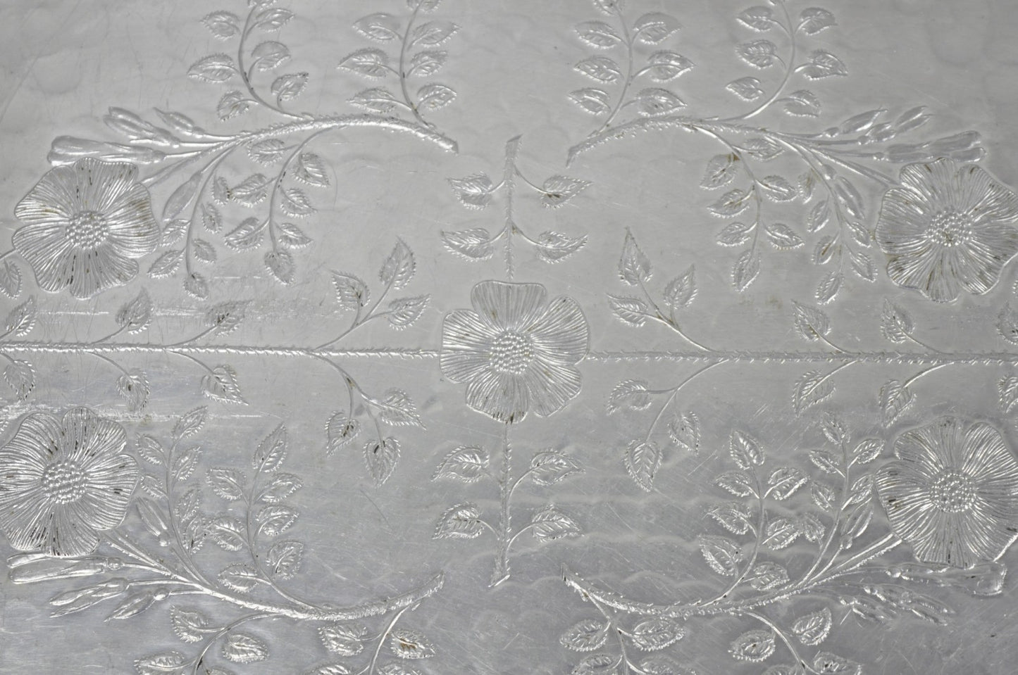 Vintage Victorian Continental Silver Co "Wild Rose" 1055 Hammered Aluminum Tray