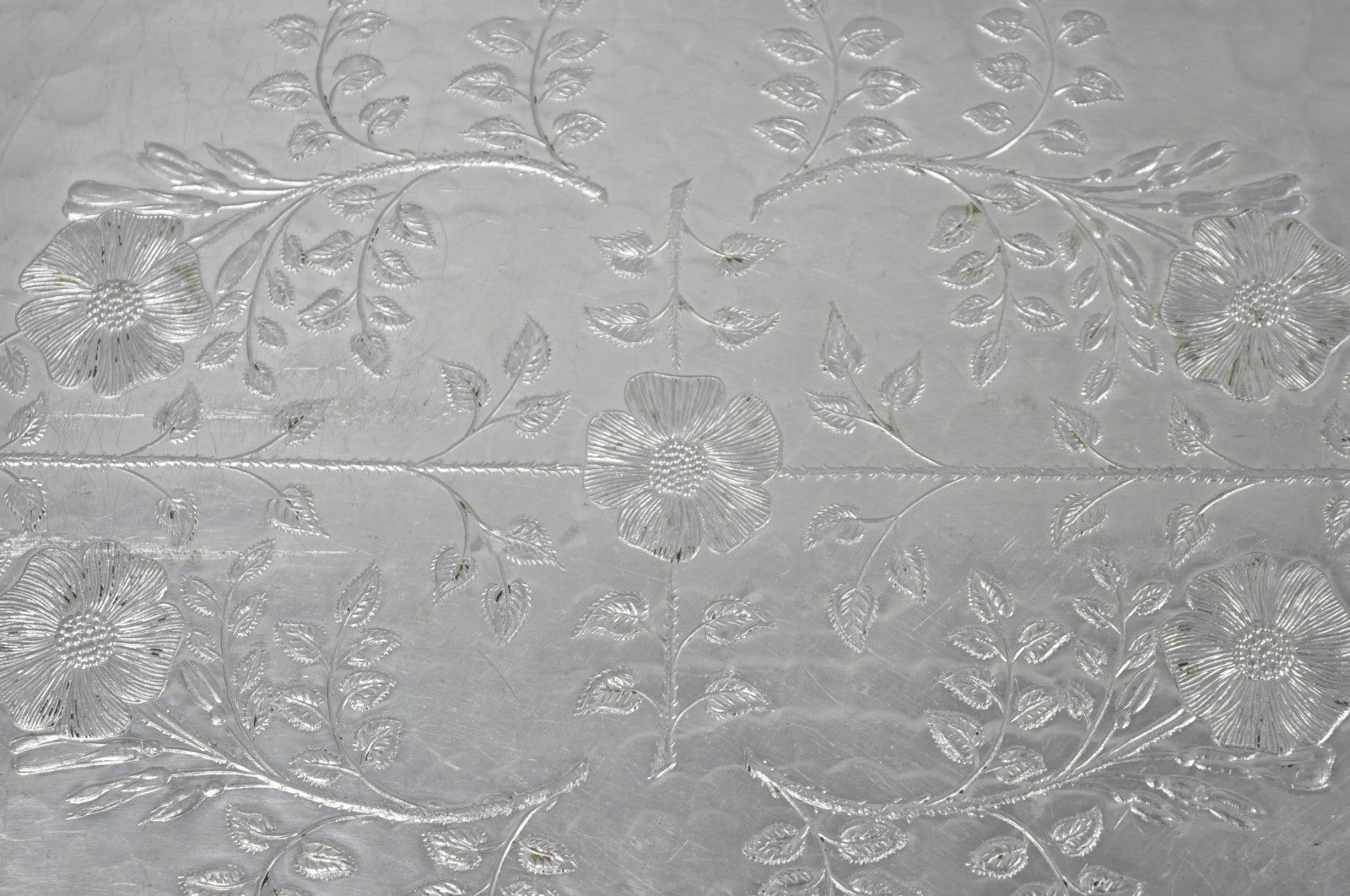 Vintage Victorian Continental Silver Co "Wild Rose" 1055 Hammered Aluminum Tray