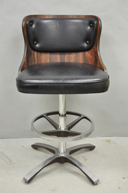 Vintage Daystrom Mid Century Modern Faux Rosewood Laminate Barstools - Set of 4
