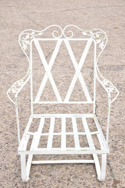 Antique Woodard Orleans Pattern Wrought Iron Patio Bouncer Lounge Chair - a Pair