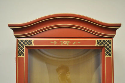 Vintage Jasper Oriental Chinoiserie Red Display China Cabinet Curio Credenza
