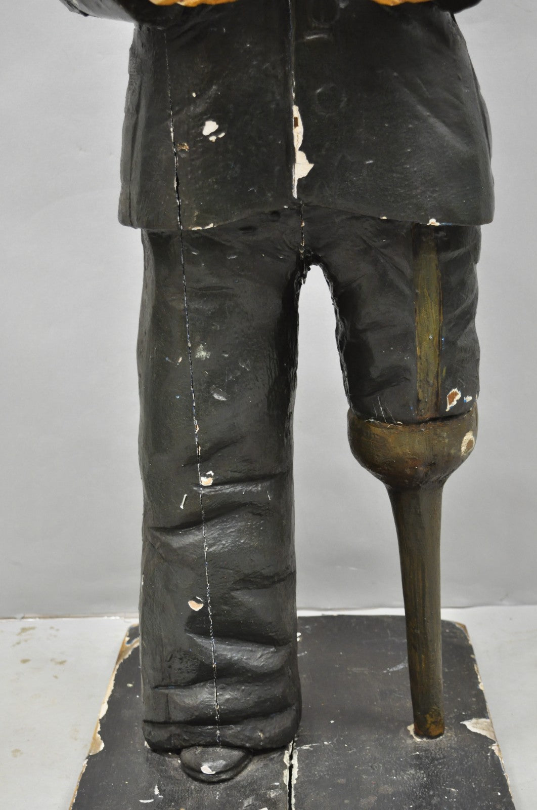 54" Tall Maritime Nautical Wood Peg Leg Seaman Bank Figure "Please Give a Penny"