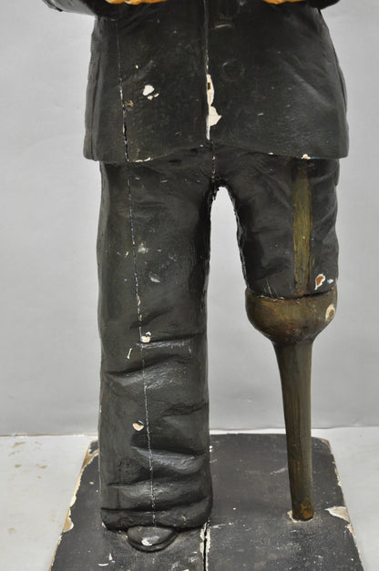 54" Tall Maritime Nautical Wood Peg Leg Seaman Bank Figure "Please Give a Penny"
