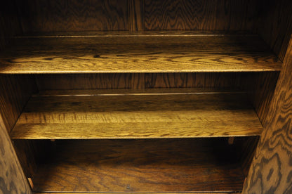 Antique Jacobean Renaissance Tudor Oak Blind China Cabinet Bookcase Cupboard