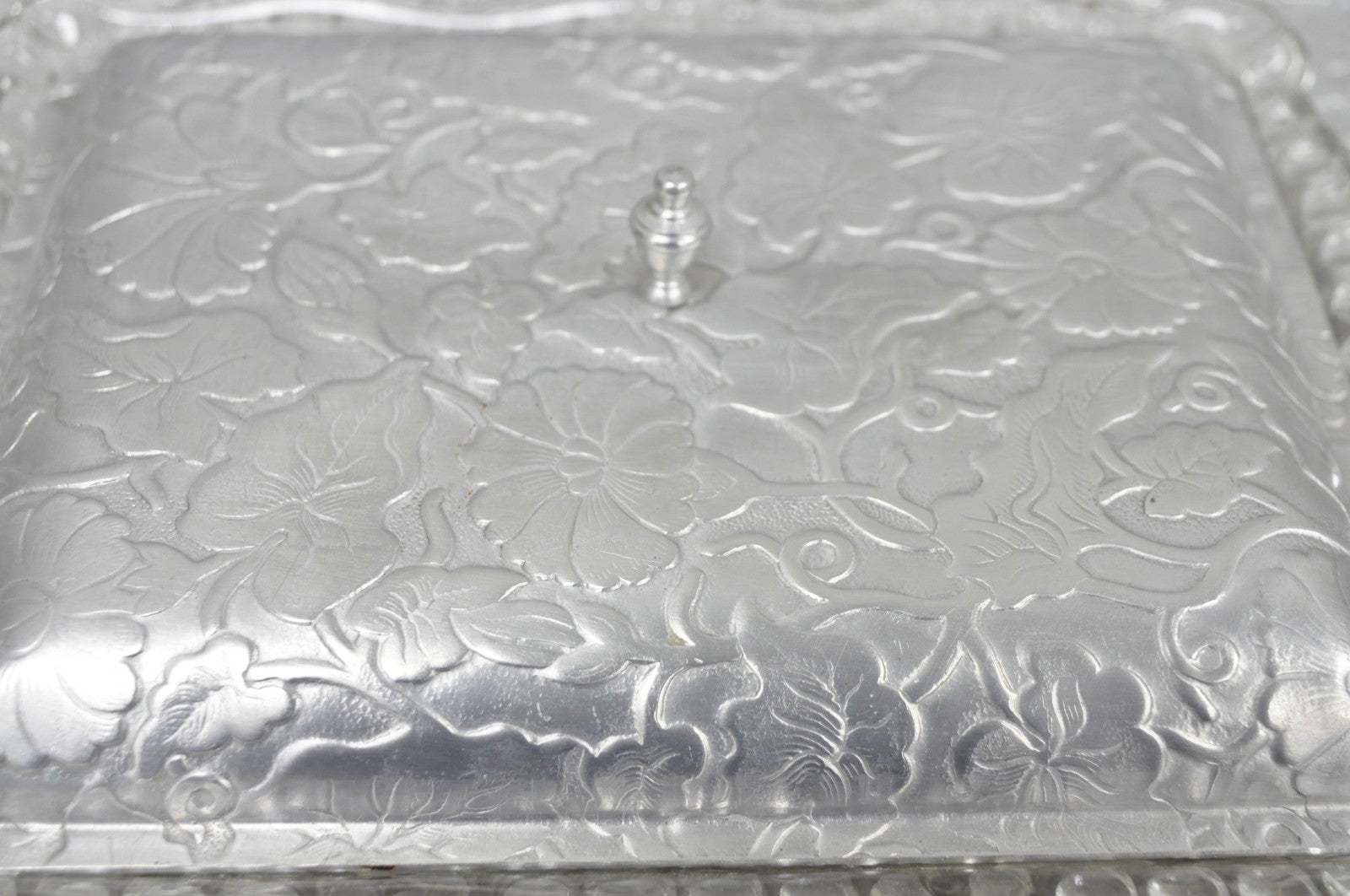 Vintage Art Deco Nouveau Hammered Aluminum Vegetable Relish Serving Platter Tray