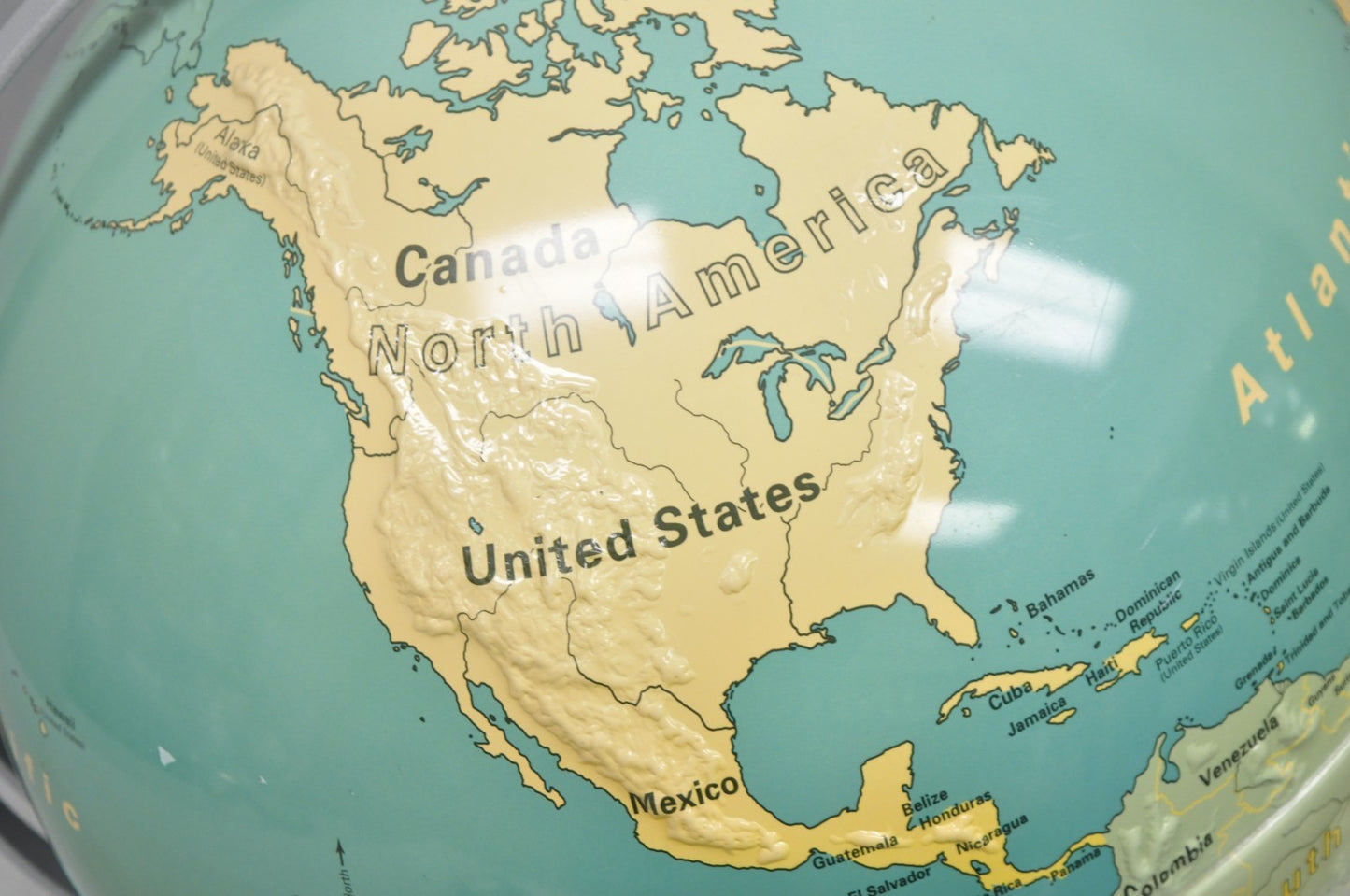 Vintage Nystrom 16" Large Sculptural Relief Classroom Double Axis World Globe