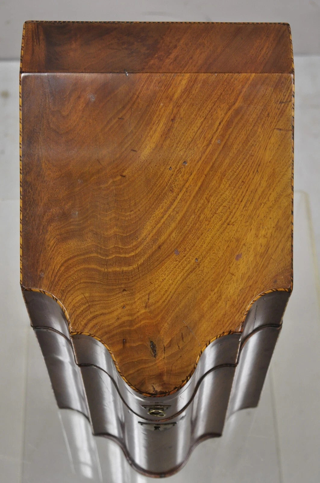 Antique George III Georgian Mahogany & Satinwood Inlay Buffet Knife Box