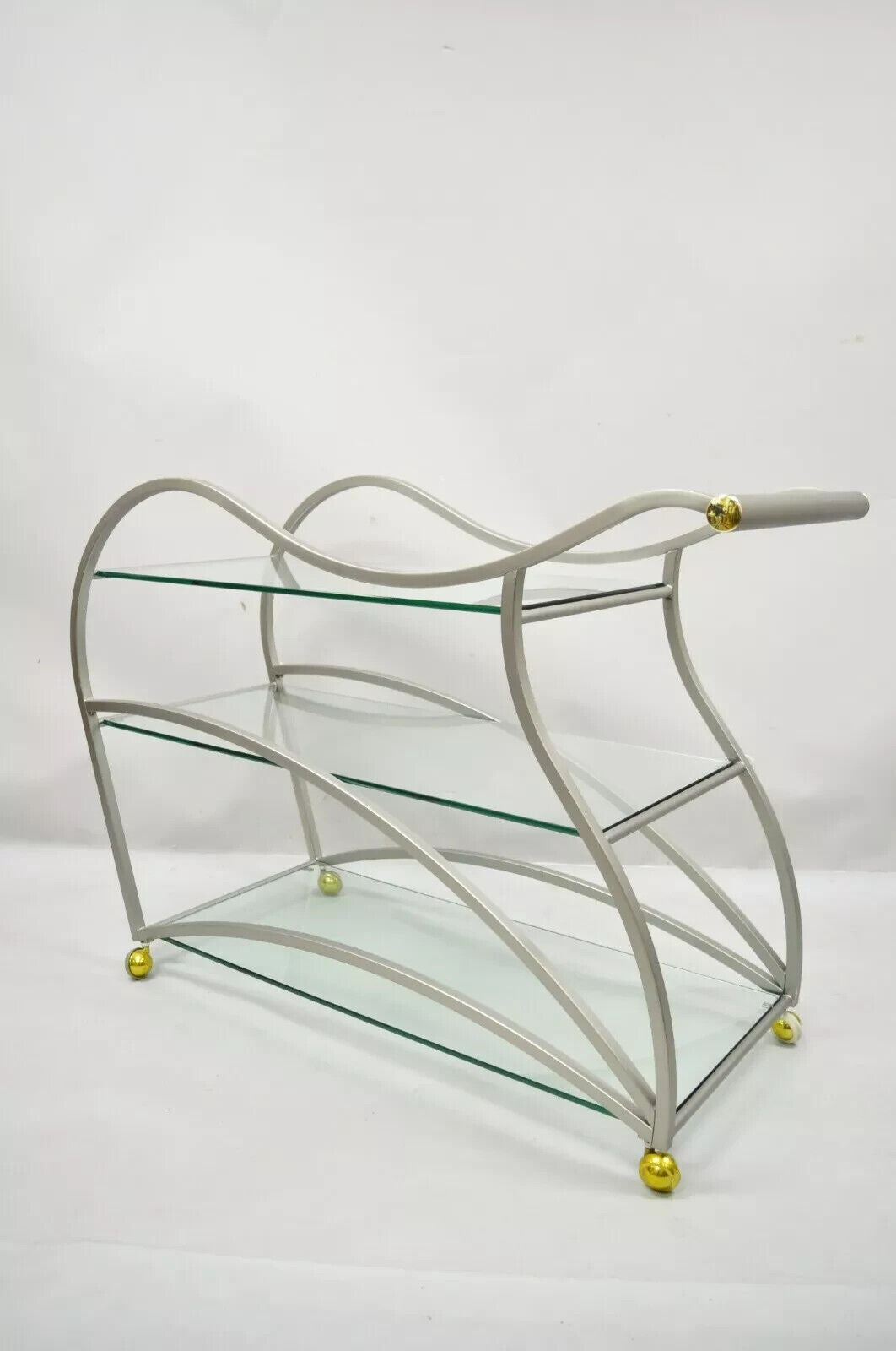 Design Institute of America Rick Lee Brushed Nickel Metal Sculptural Bar Cart