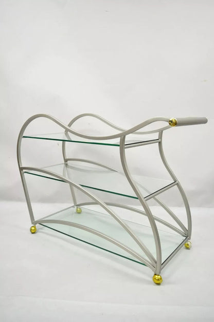 Design Institute of America Rick Lee Brushed Nickel Metal Sculptural Bar Cart