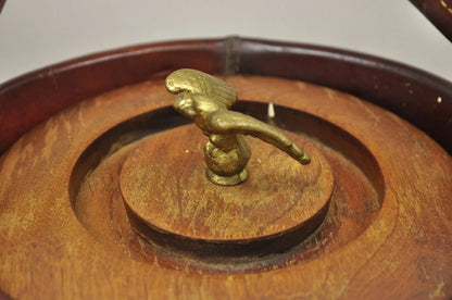Vintage Loyal Papeete Firetruck Brown Leather Brass Eagle Handle Bar Ice Bucket