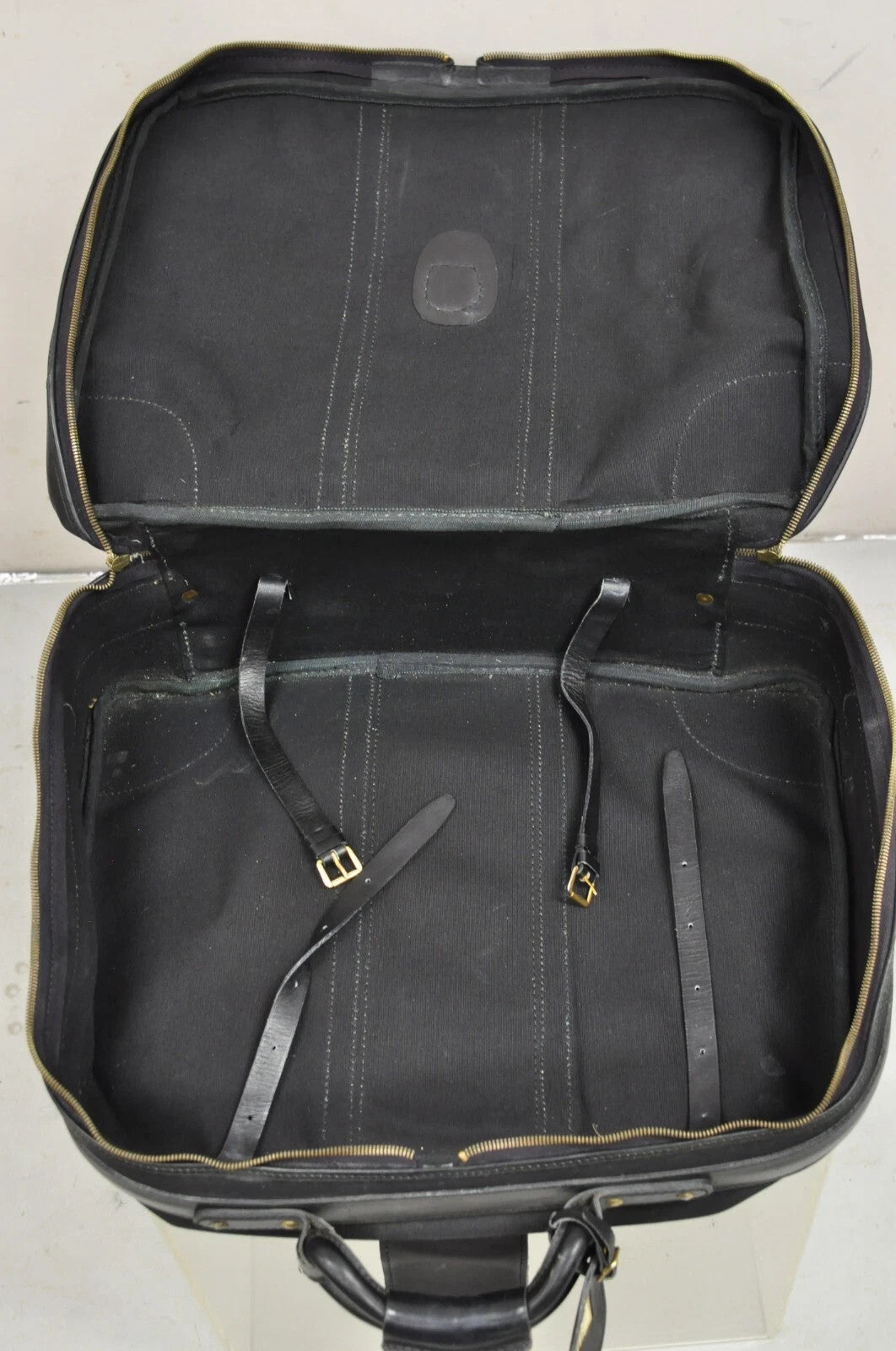 Vintage Gucci Black Canvas & Leather Suitcase Luggage Travel Bag Set - 2 Pcs