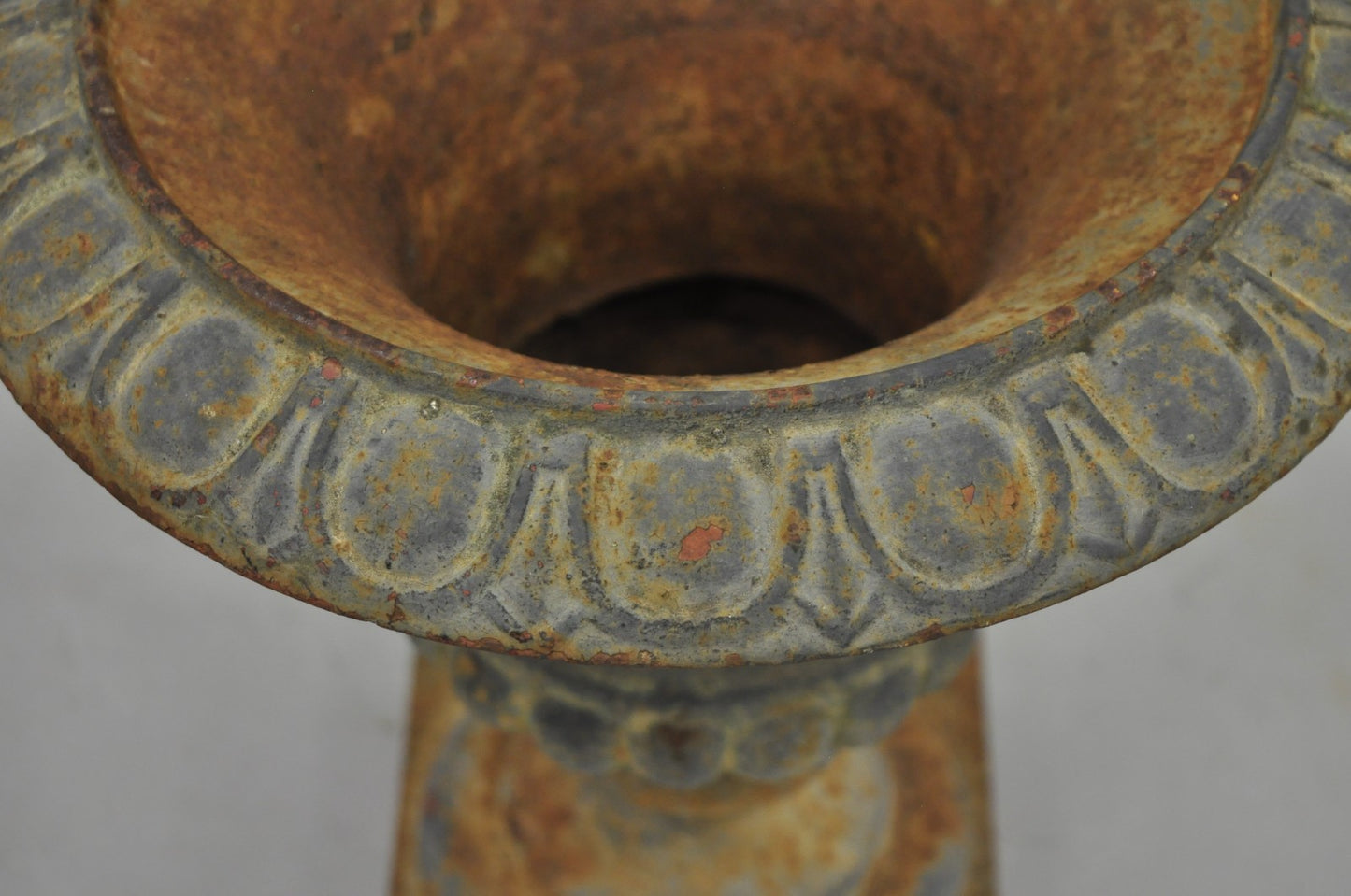 Antique Cast Iron 12.5" French Classical Small Urn Garden Flower Planter Pot