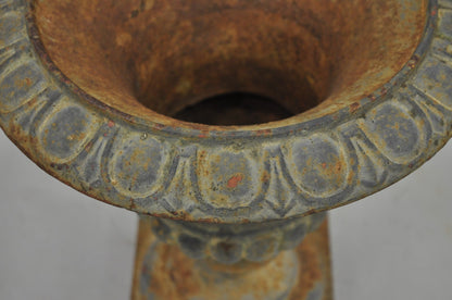 Antique Cast Iron 12.5" French Classical Small Urn Garden Flower Planter Pot