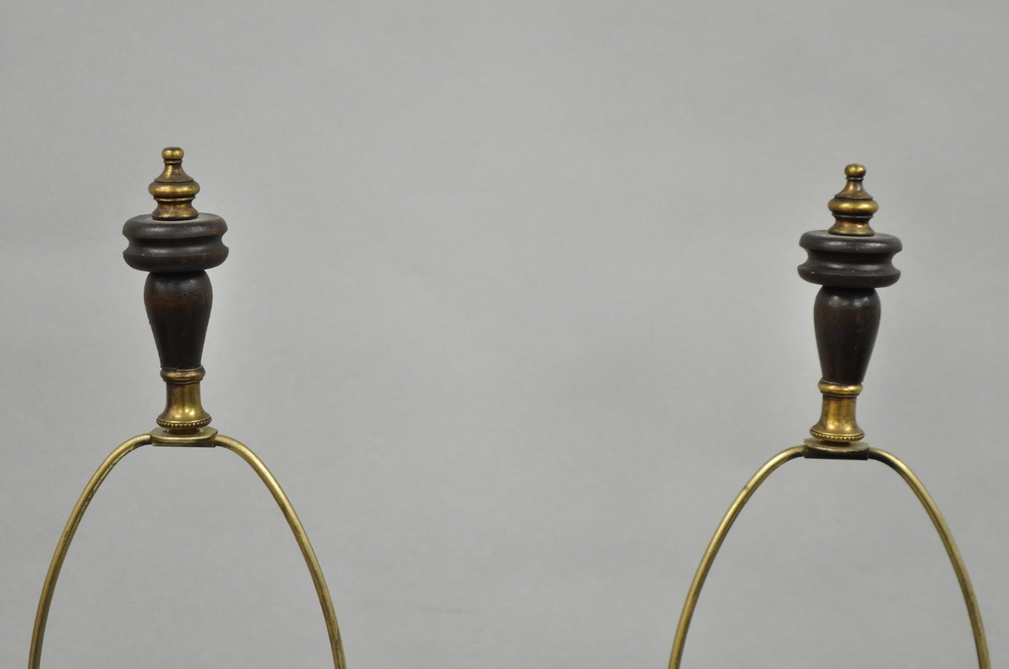 Vintage French Country Farmhouse Distressed Solid Carved Wood Table Lamps - Pair
