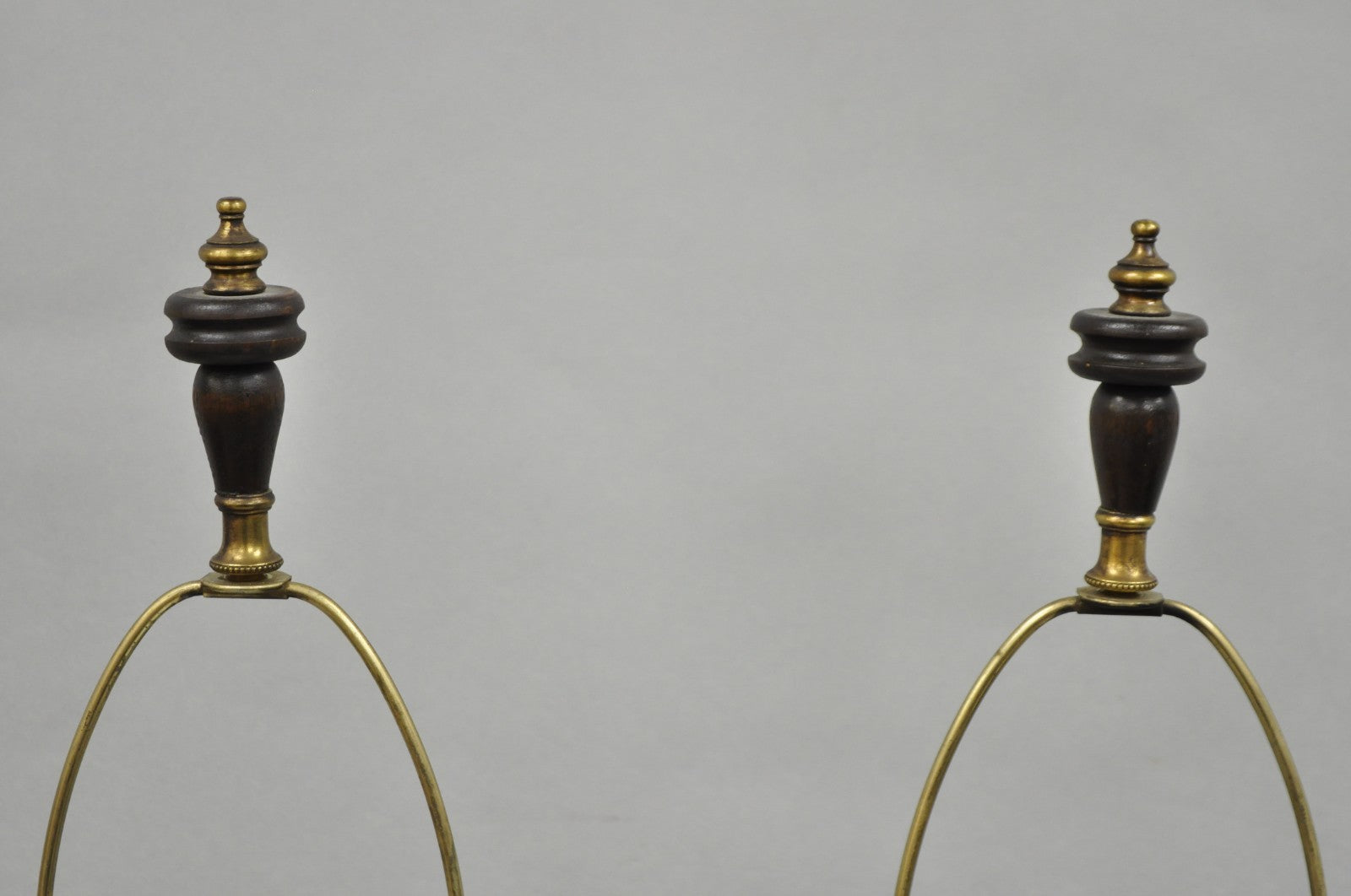 Vintage French Country Farmhouse Distressed Solid Carved Wood Table Lamps - Pair