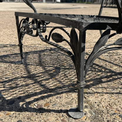 Vintage Salterini Art Nouveau Wrought Iron Garden Patio Sofa Chair Set - 3 Pcs