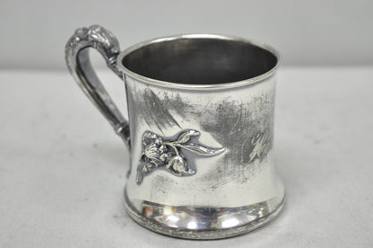 Antique Forbes Silver Co Art Nouveau Floral Monogramed Silver Plated Shaving Mug