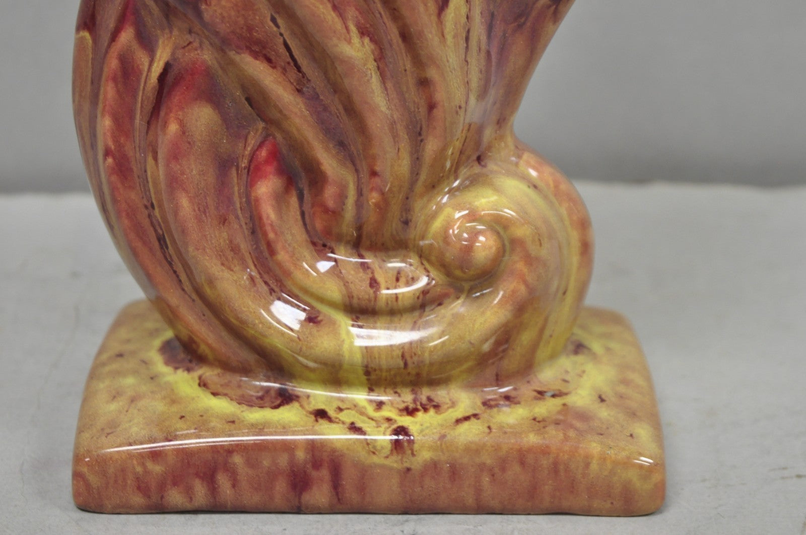 Mid Century Modern Gonder Ceramic Pottery 810 Red Flambe Flame Sculptural Vase