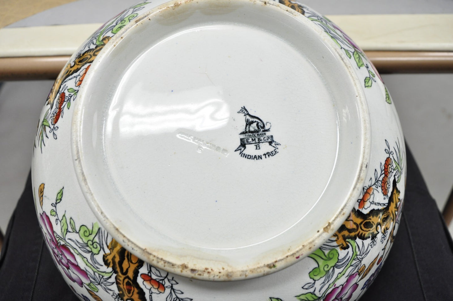 Antique Edge Malkin & Co Indian Tree English Transferware Porcelain Serving Bowl