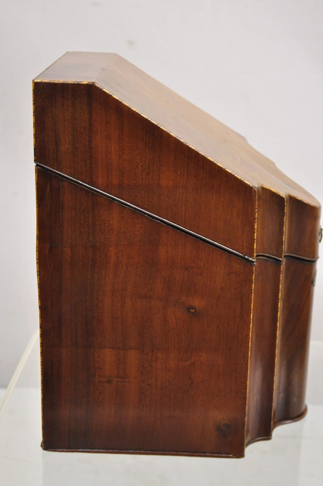 Antique George III Georgian Mahogany & Satinwood Inlay Buffet Knife Box