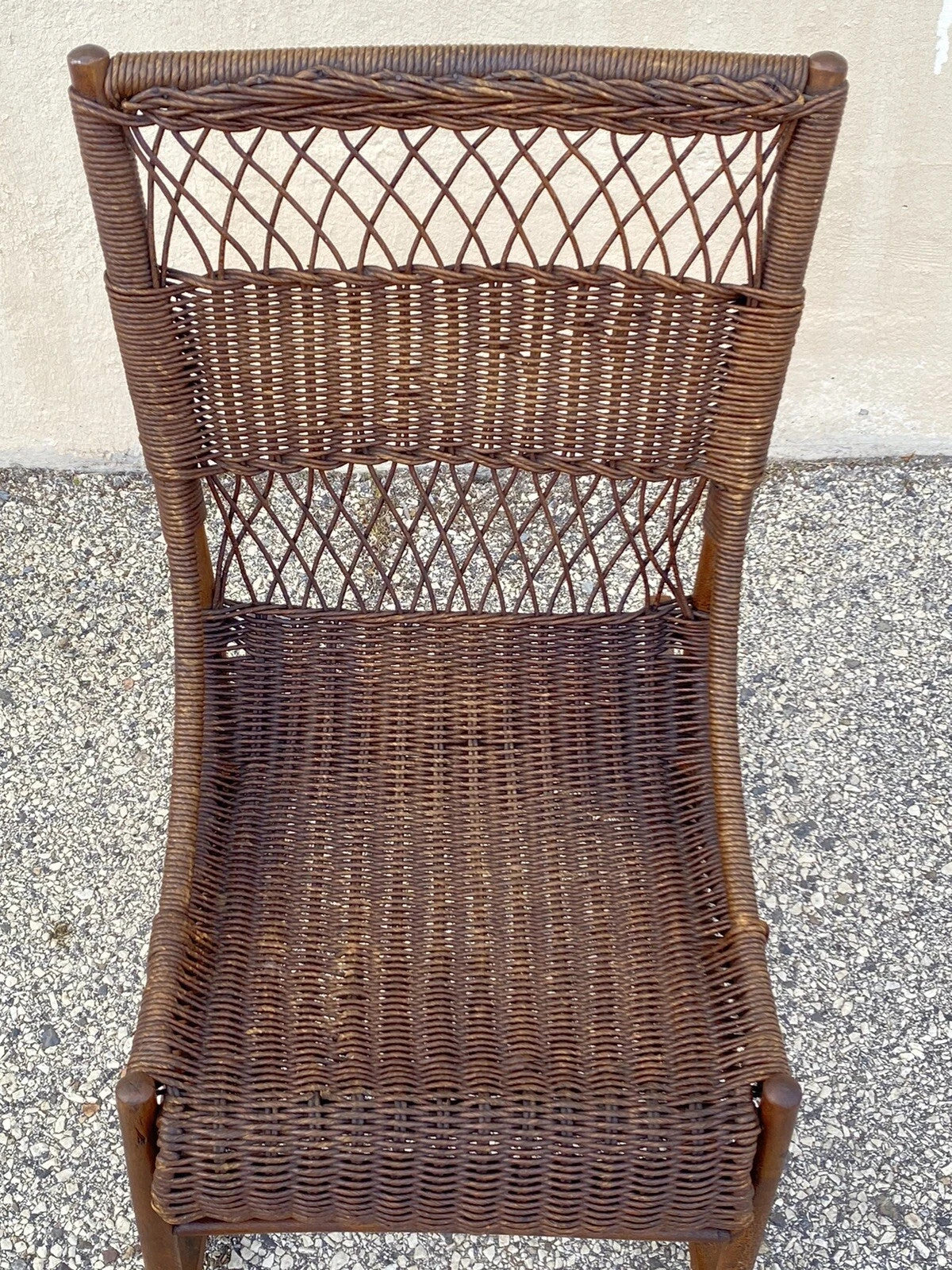 Antique Victorian Wicker and Rattan Wooden Small Rocking Chair Rocker